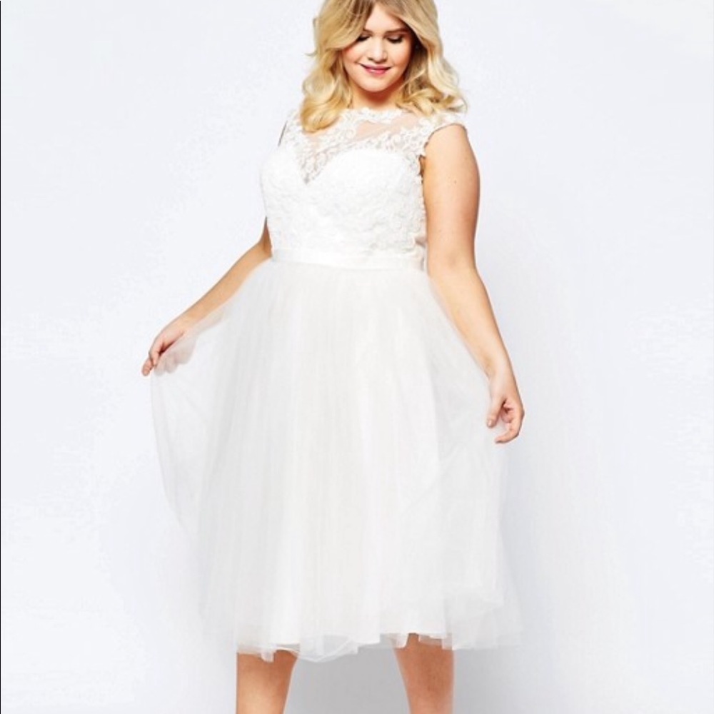 ASOS Curve Bridal lace sweetheart tutu midi dress